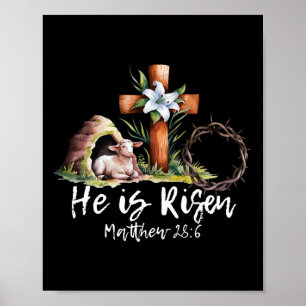 Poster Il Est Ressuscité Agneau Mouton Croix Jésus Christ