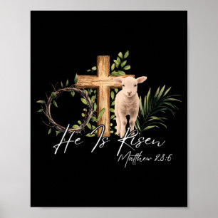 Poster Il Est Ressuscité Croix Chrétienne Jésus Mouton Bi