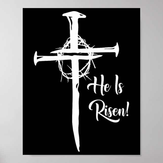 Poster Il Est Ressuscité Croix Jésus Religieux Pâques Jou (Devant)