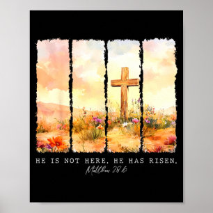 Poster Il Est Ressuscité Fleur Sauvage Chrétienne Joyeuse