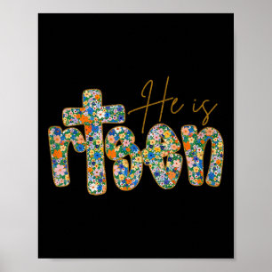 Poster Il Est Ressuscité Floral Printemps Pâques Jésus ch