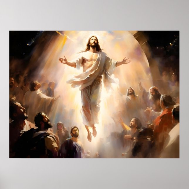 Poster Il Est Ressuscité, Jésus Ascension Au Ciel (Devant)