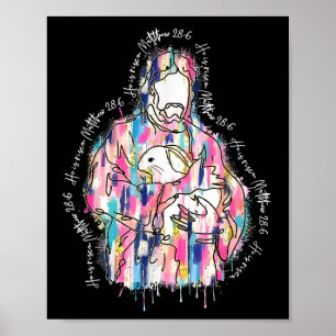 Poster Il Est Ressuscité Jésus Chrétien Joyeux Enfant De