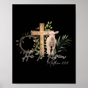 Poster Il Est Ressuscité Mouton Agneau Croix Jésus Chréti