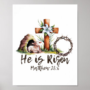 Poster Il Est Ressuscité Mouton Agneau Croix Jésus Chréti
