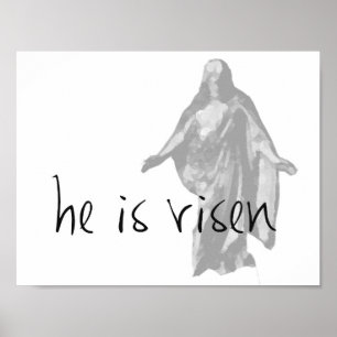 Poster il est ressuscité pâques lds moderne noir blanc