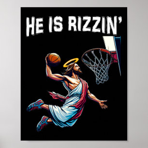 Poster Il Est Rizzin Jésus Bysketll Pâques Pour Les Enfan