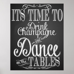 Poster "Il est temps de boire du champagne" Chalboard