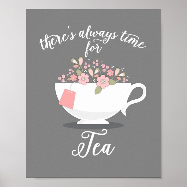 Poster Il est toujours temps pour Tea Floral Teacup Print (Devant)