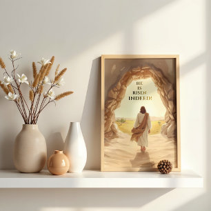 Poster Il est vraiment ressuscité Pâques chrétien