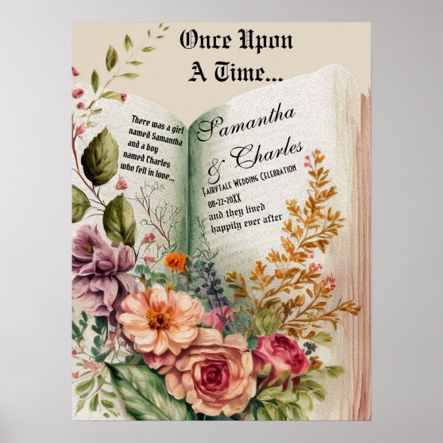 Poster Il était une fois | Floral Book Mariage (Devant)