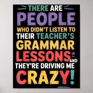 Poster Il leur professeur d'anglais grammaire anglaise dr
