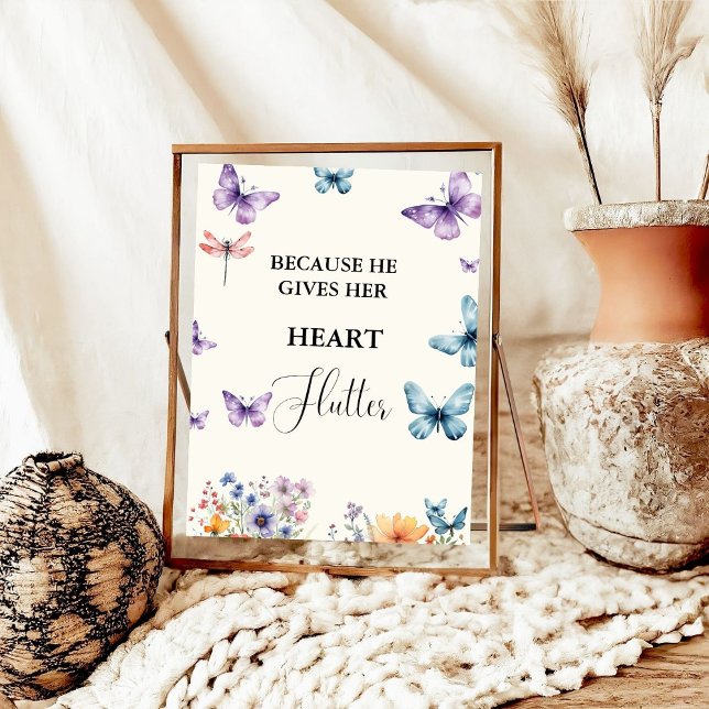 Poster Il me donne des papillons Fleur sauvage Fête des m (Créateur téléchargé)