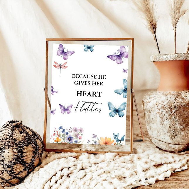 Poster Il me donne des papillons Fleur sauvage Fête des m (Créateur téléchargé)