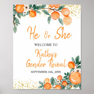 Poster Il ou elle Genre Révèle Orange Little Cutie