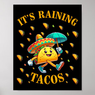 Poster Il pleut Tacos Amoureux Taco Amoureux Enfants Fill