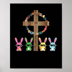 Poster Il Vit Pâques Joyeux Croix de la foi de Pâques