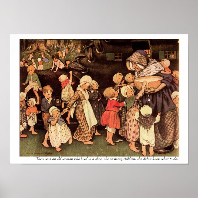 Poster Il Y Avait Une Vieille Femme Pépinière Rhyme Print (Devant)