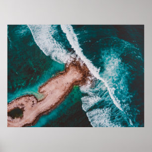 Poster ÎLE Brown ENTOURÉE D'EAU DE MER EN JOURNÉE