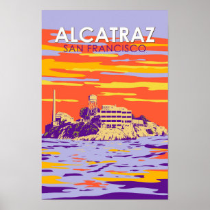 Poster Île d'Alcatraz San Francisco Voyage Art Rétro