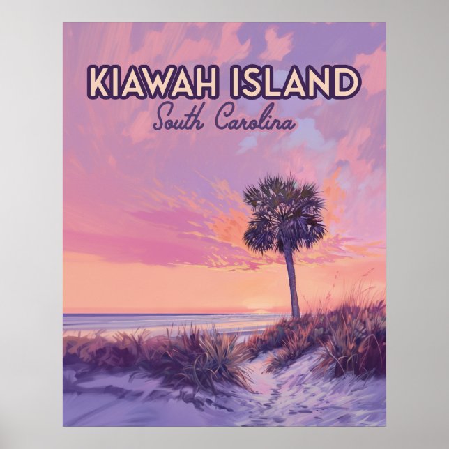 Poster Île de Kiawah Caroline du Sud Palmier (Devant)
