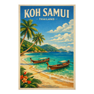 Poster Île de Koh Samui, Thaïlande rétro