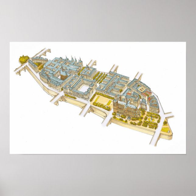 Poster Ile-de-la-Cite. Paris France (Devant)