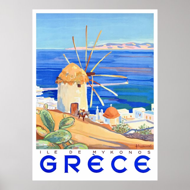 Poster Île de Mykonos en Grèce 1949 (Devant)