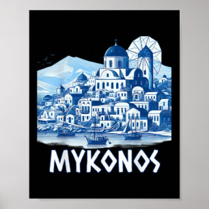 Poster Ile de Mykonos Grèce Souvenir grec été Vacati