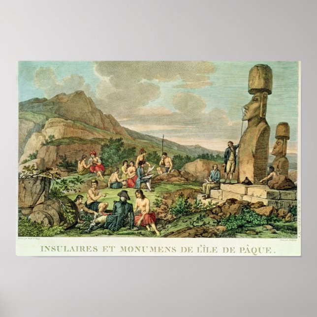 Poster Île de Pâques et monuments (Devant)