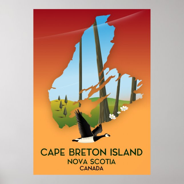Poster Île du Cap-Breton Nouvelle-Écosse Carte du Canada (Devant)