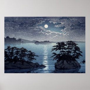 Poster Île Futago  Clair de lune Matsushima Kawase Hasui