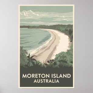 Poster Île Moreton Australie Illustration Art de Voyage