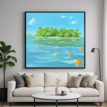 Île Orange - Paysage Marin de Style Pictural
