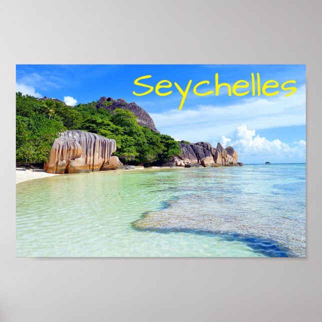 Poster Île tropicale Seychelles Vacances (Devant)