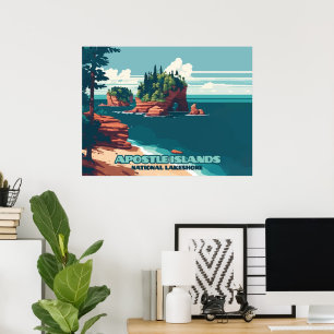Poster Iles Apôtres National Lakeshore Wisconsin Rétro