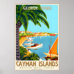 Poster Îles Caïmans Grandes Antilles Caraïbes Voyage