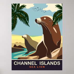 Poster Îles Channel, Lion de mer, Voyage