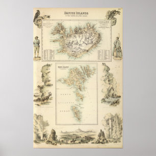 Poster Îles danoises dans l'océan Atlantique nord