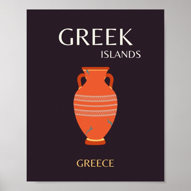 Poster Îles grecques, Grèce, Voyage, Preppy (Devant)
