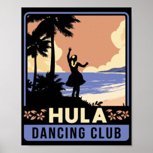 Poster Îles Hawaii Souvenir Vintage Hula Danser