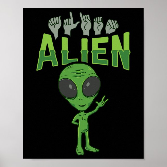 Poster ILL Alien ASL Gesture mains sourdes Perte d'auditi (Devant)