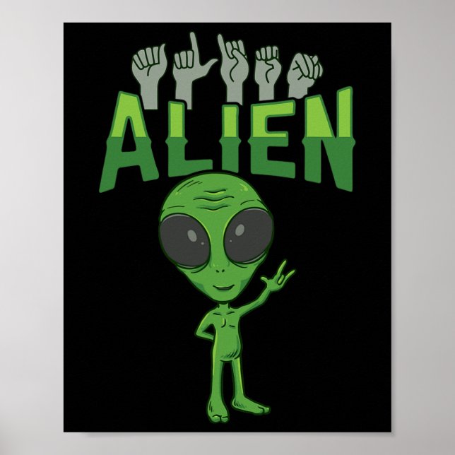 Poster ILL Alien ASL Gesture mains sourdes Perte d'auditi (Devant)