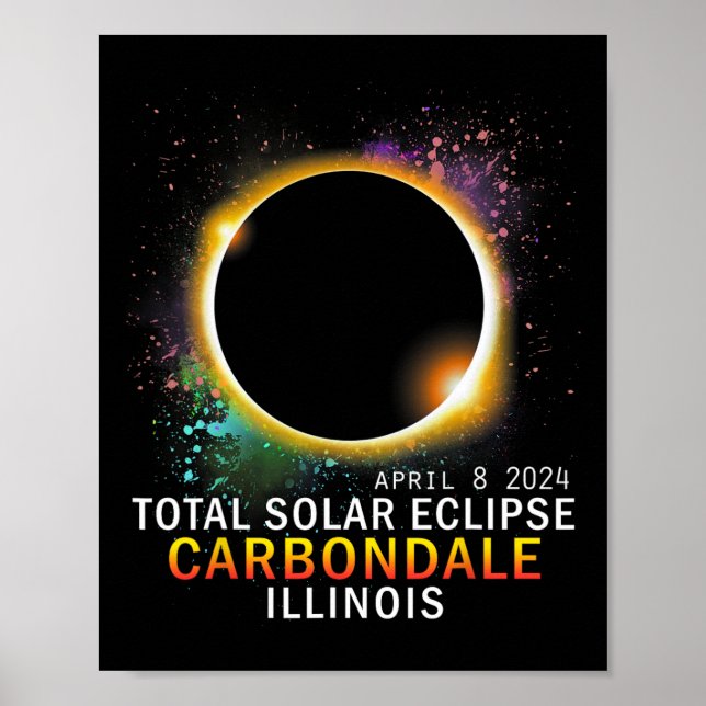 Poster Illinois Total Éclipse Solaire 8 avril 2024 (Devant)