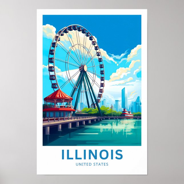 Poster Illinois United States Travel Print (Devant)