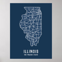 Illinois US State road map - la carte de l'état de
