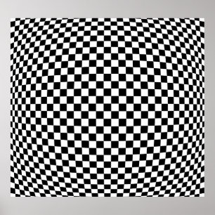Poster Illusion À damiers géométrique : Artiste Vintage.