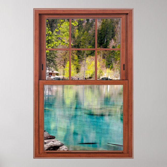 Poster Illusion de fausse fenêtre de la lagune bleue (Devant)