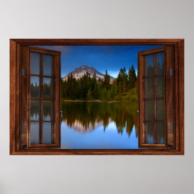 Poster Illusion de la fausse fenêtre du lac Mountain (Devant)