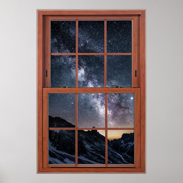 Poster Illusion de la fenêtre Ciel de nuit étoilé - Faux  (Devant)